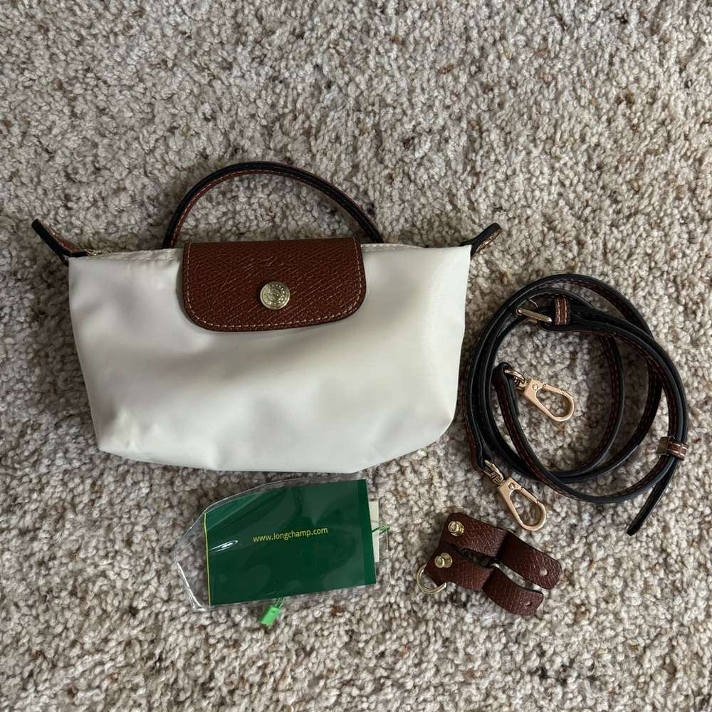 LONGCHAMP Le Pliage Original Pouch with Handle- Paper/Gold